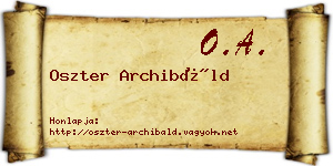 Oszter Archibáld névjegykártya